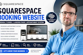 design squarespace booking website funnel landing page and appointment system