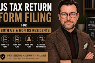 prepare US tax return form 1040, 1120, 5472, 1065 for individual business tax