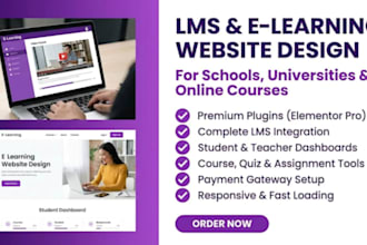 design website for your online courses college and school with lms system