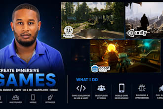 develop unreal engine 5 or unity 2d 3d mobile multiplayer games