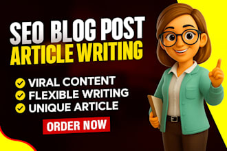 do SEO article writing, blog post writing and blog content writing