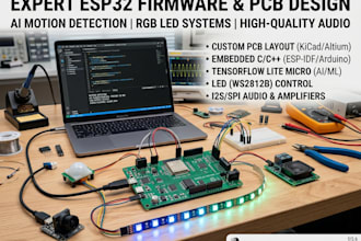 design esp32 firmware and pcb for ai motion detection led and audio systems