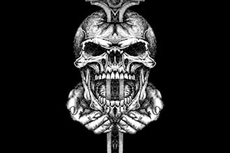 create dark fantasy occult and horror t shirt design