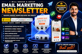 design email marketing newsletter, mailchimp, klaviyo and hubspot campaign