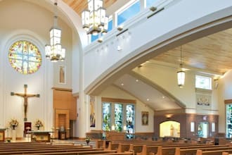 design church interior in 3d rendering, modelling visualization and animation