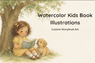create beautiful watercolor childern story book and childern book illustration