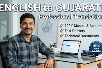 do professional english to gujarati and hindi translation