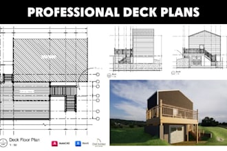 provide architectural deck plans and backyard deck drawing for city permit