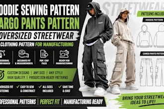 design hoodie sewing pattern cargo pants oversized streetwear clothing pattern