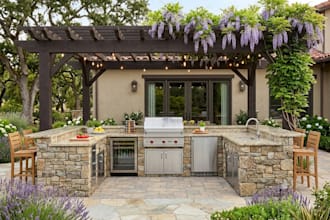 do landscape design hardscape outdoor kitchen garden pergola swimming pool