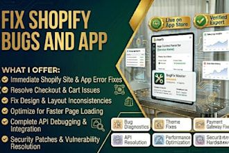 fix shopify liquid coding, shopify theme bugs, shopify app errors and plugin