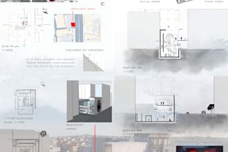 create an aesthetic post digital architectural collage rendering