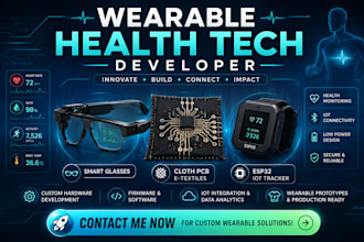 wearable health device developer ,smart glasses, cloth pcb and esp32 tracker