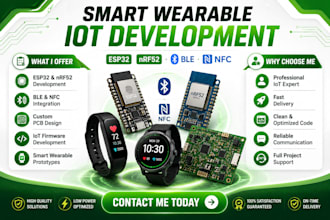 do smart wearable iot devices with esp32, nrf52, ble, nfc and custom pcb design