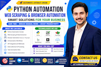 build python ai automation, web scraping bot, web automation and data extraction