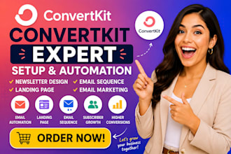 convertkit expert, kit newsletter, email automation, landing page email sequence