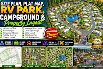 create detailed site plan, plat map, rv parking, campground and property layout