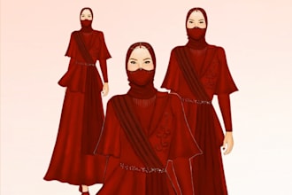 create elegant modest fashion design illustration