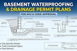 design basement waterproofing and drainage permit plans for ahj