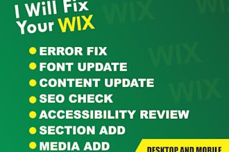 fix wix website bugs, errors, mobile responsive issues