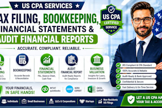 do US CPA tax filing, bookkeeping, financial statements, audit financials report