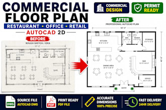 draw commercial floor plan restaurant office retail autocad