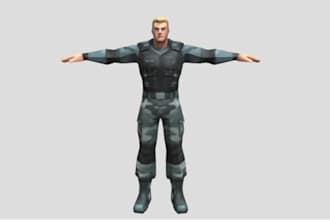make lowpoly 3d character in psx model, retro style, animation in ps1, ps2, n64