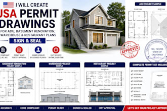 usa permit adu basement renovation warehouse and restaurant plans sign and seal