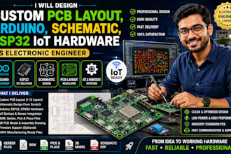 design custom pcb layout, schematic, esp32 iot hardware as electronic engineer