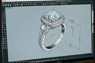 create 3d jewelry cad design and realistic rendering, ring, necklaces, bracelets