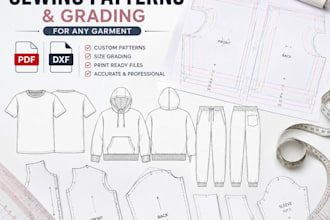 make custom digital sewing patterns with grading and printable PDF files