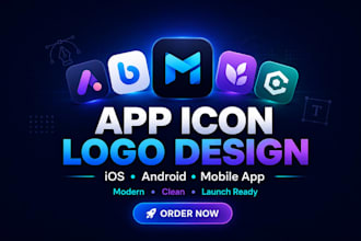 design modern app icon logo for android ios mobile app