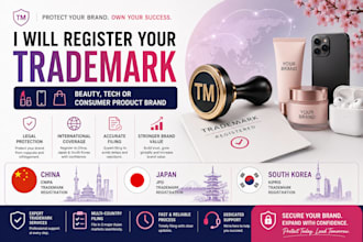 register trademark for beauty and tech brands in china japan and south korea
