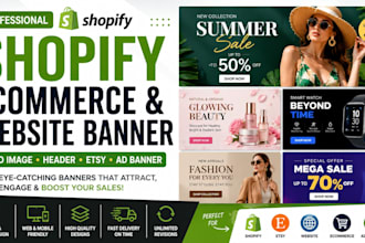 design shopify ecommerce web banner, hero image, etsy and website banner ads