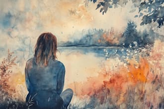 illustrate watercolor portrait illustration