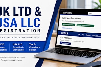 register your UK ltd or USA llc company with ein and full business setup support