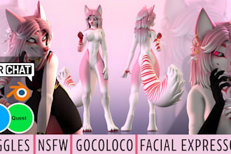 create high quality furry vrchat avatar, nsfw avatar, furry 3d model, vrc avatar