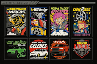 design professional racing logo and illustrations