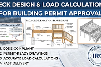 provide structural deck design and load calculations for building permit