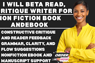 beta read, critique, and writer for non fiction book and ebook