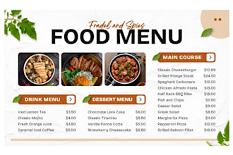 design amazing restaurant menu and food menu