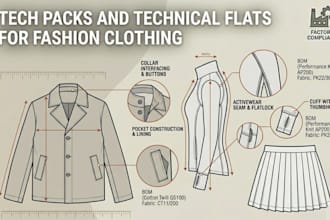 create tech packs and technical flats for fashion clothing