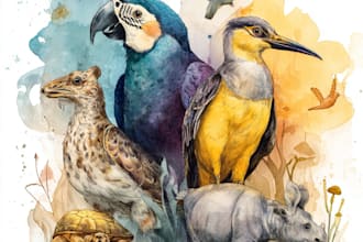 draw birds or animals in scientific illustration digitally
