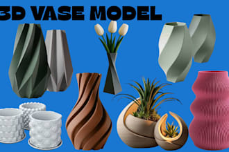 design custom 3d printable vase, modern flower vase and pots for 3d printing