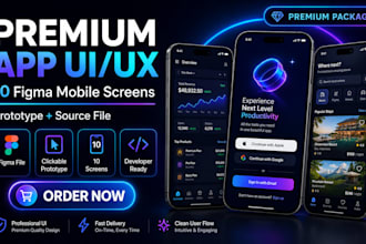 design modern app ui ux, mobile app screens and figma prototype