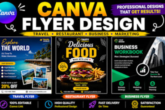 design canva travel flyer and restaurant marketing flyer