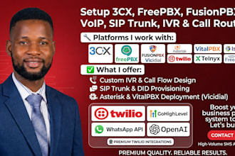 setup 3cx, freepbx, fusionpbx, voip, sip trunk, IVR and call routing