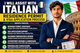assist with italian residence permit and visa application process as a lawyer