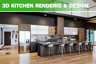 design custom kitchen cabinets and 3d realistic views
