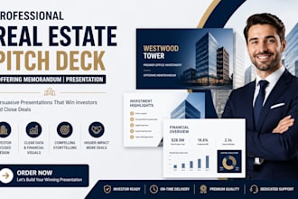 design a professional real estate pitch deck offering memorandum or presentation